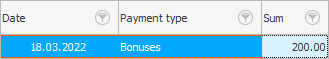 The first part of the payment was made with bonuses
