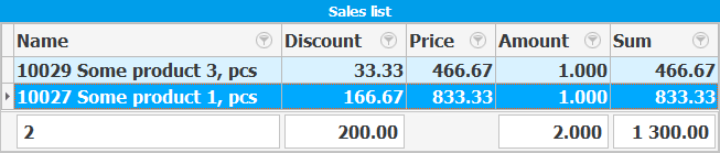 Goods in a receipt with a discount as an amount