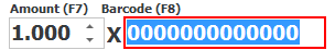 Input field for barcode reading