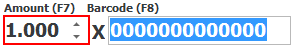 Input field for item quantity