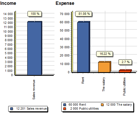 Financial analysis by item of expenditure with charts