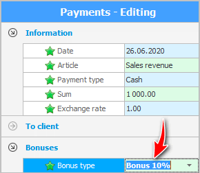Cancellation of bonuses