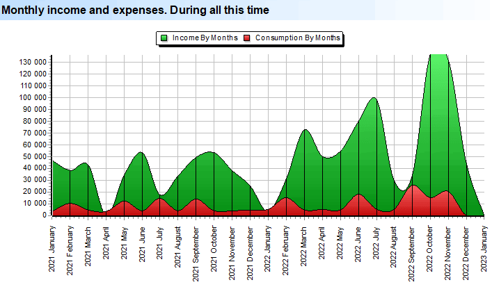 Monthly income and expenses. Diagram