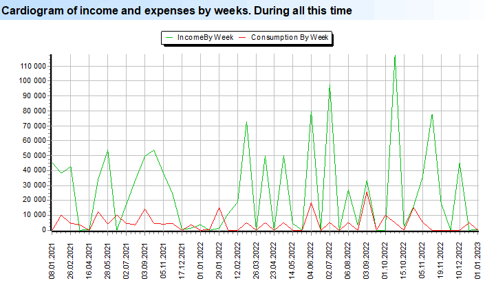 Cardiogram of income and expenses. Diagram