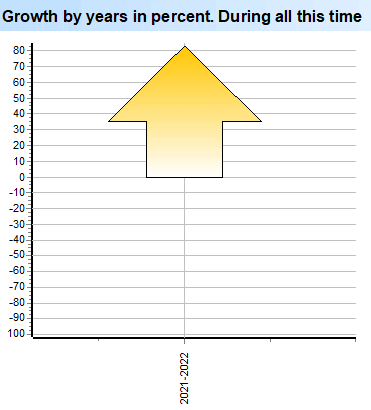 Profit. Growth by years in percent. During all this time