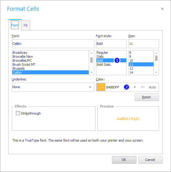 Choosing a font to highlight values in a text box