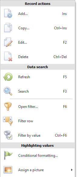 Context menu