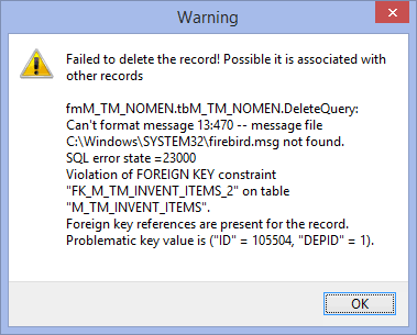 Unable to delete entry
