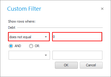 Filter. Not equal to zero