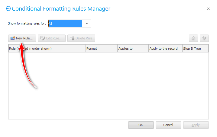 Conditional formatting window
