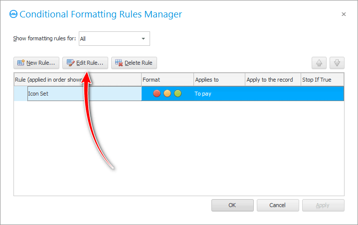 Change conditional formatting
