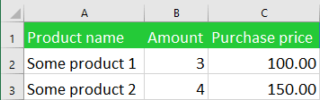 Fields for importing the composition of the invoice