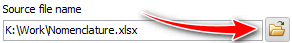 Selecting a file to import