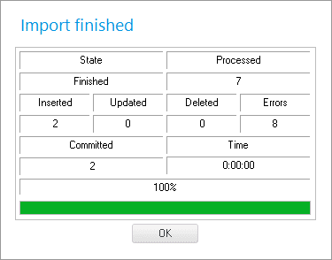 Import result