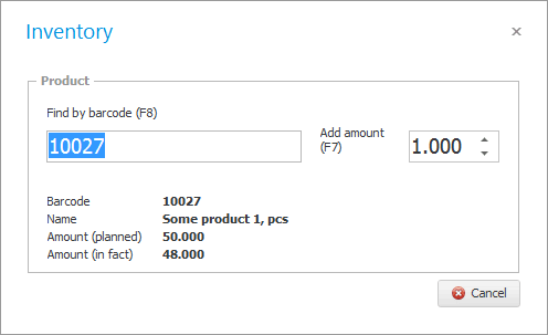 Inventário usando um scanner de código de barras