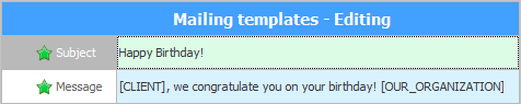 Editing a mailing template