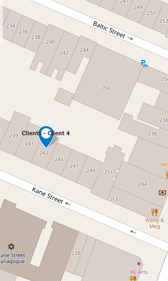Client's coordinates on the map