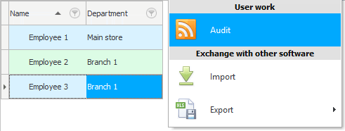 Menu. Audit for a string