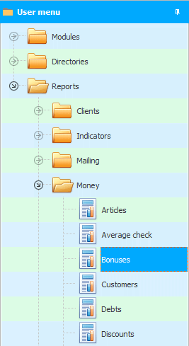 Speisekarte. Bonusstatistiken.