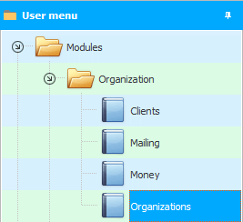 Menu. Organizations