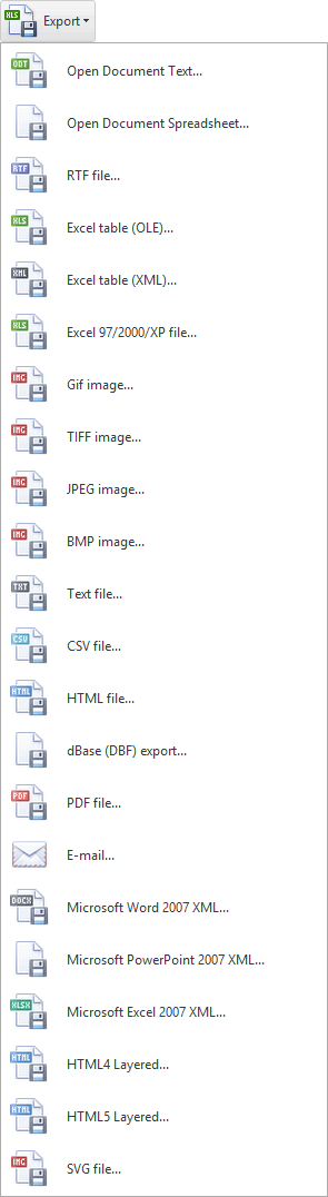 Report export formats
