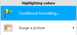 Menu. Conditional Formatting