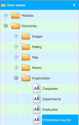 Menu. Sources of information
