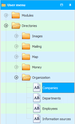 Menu. Legal entities