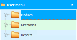 Modules in the menu