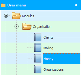 Menu. Module. Money