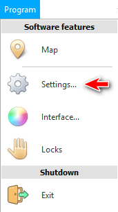 Menu. Program settings