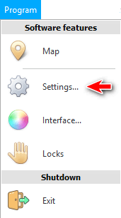 મેનુ. પ્રોગ્રામ સેટિંગ્સ