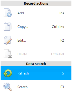Menu. Command Refresh
