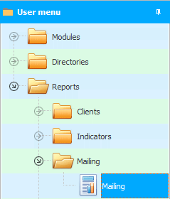 Menu. Report. Mailing