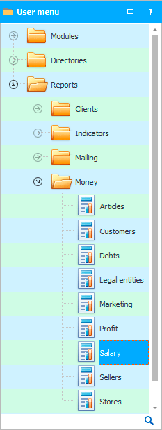 Menu. Report. Salary