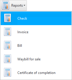 Menu. Report. Receipt