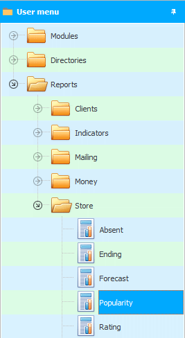 Menu. Determine the most popular product
