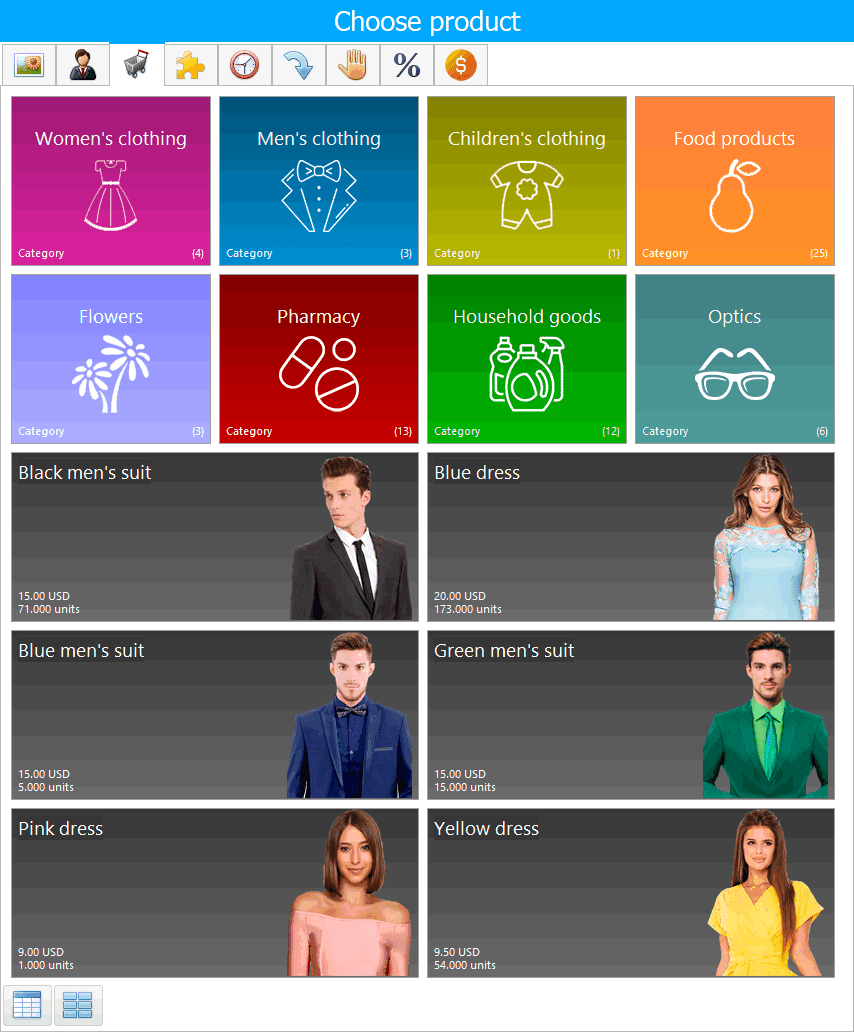 Conducting a sale using product cards