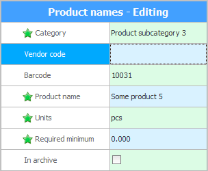 Editing a product nomenclature