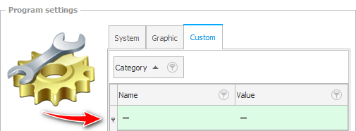 Filter line in program settings