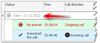 Billing software groups phone calls by date