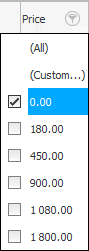 Filtrer etter pris