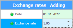 ვალუტის კურსის დამატება