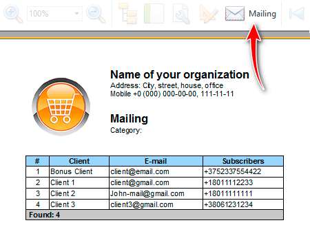 Report. Mailing