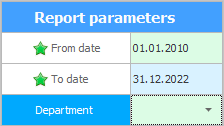 Report options. Large date range