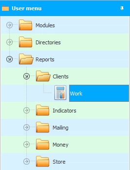Menu. Report. Work