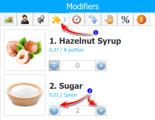 Modifiers tab