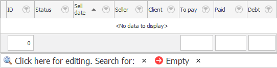 Empty sales list