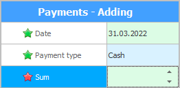 Adding payment from a customer