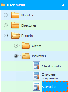 Menu. Sales plan